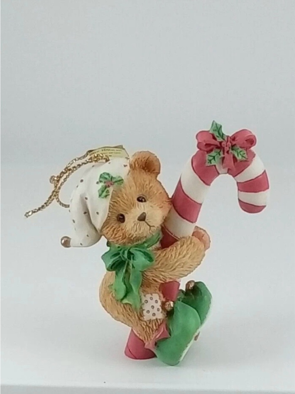 Vintage Cherished Teddies Elf With Candy Cane Hanging Ornament 651389 box/coa